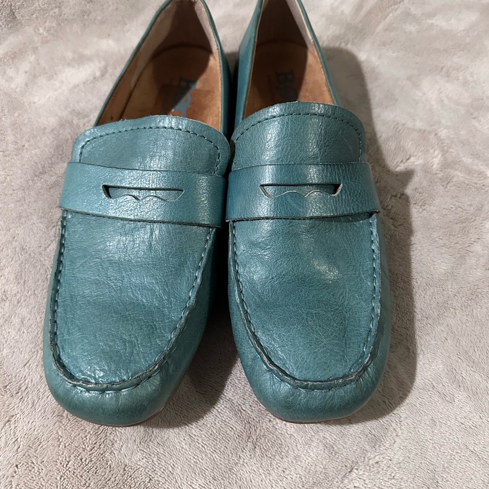 BORN Melinda Penny Loafer Flats Comfort Shoe Size 8 Turquoise Leather NEW $125 - Picture 4 of 7